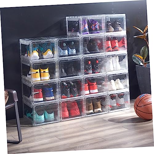CHILDWEET Schuhbox Transparent Stapelbare Schuhaufbewahrung aus und PP Praktischer Sneaker Organizer für Zuhause Schuhbehälter