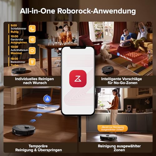 roborock QV 35S-Set - Saugroboter mit Wischfunktion, 10.000 Pa HyperForce, Anti-Tangle-Bürsten, intelligente Hindernisvermeidung (Schwarz)