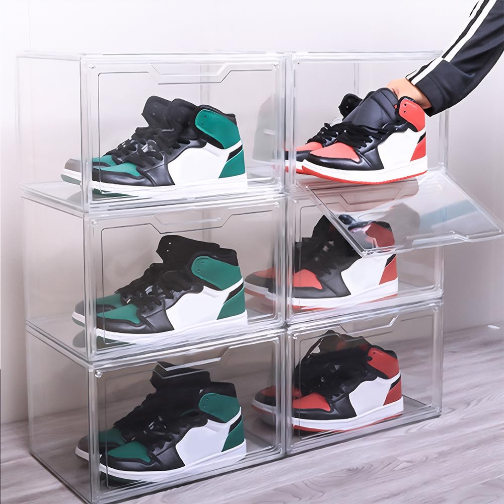 Cymwer Acryl-Sneaker-Schuhvitrine, transparenter Schuhkarton, Schuhaufbewahrungsbehälter mit Deckel, durchsichtiger Kunststoff