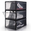 Yorbay Schuhbox, 3er Set, stapelbarer Schuhorganizer, Kunststoffbox mit durchsichtiger Tür, Mehrweg Schuhaufbewahrung, 37 x26 x 16 cm