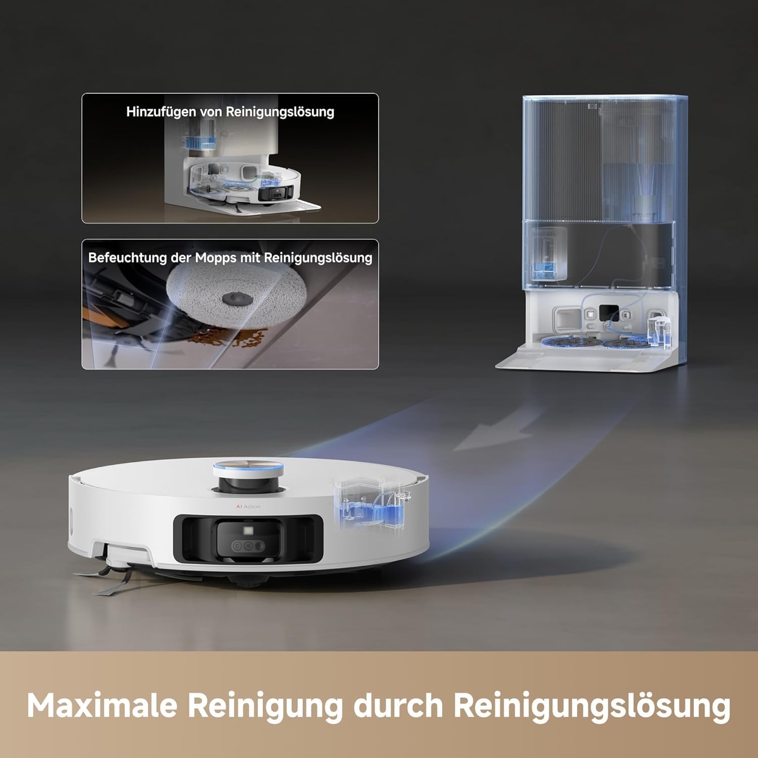 dreame X50 Ultra Complete - Saugroboter mit Wischfunktion, 20.000Pa Saugkraft, 6cm Hindernisfreiheit, KI-Hindernisvermeidung, 360° Navigation