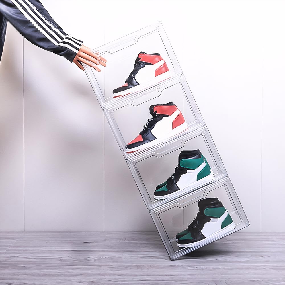 Cymwer Acryl-Sneaker-Schuhvitrine, transparenter Schuhkarton, Schuhaufbewahrungsbehälter mit Deckel, durchsichtiger Kunststoff