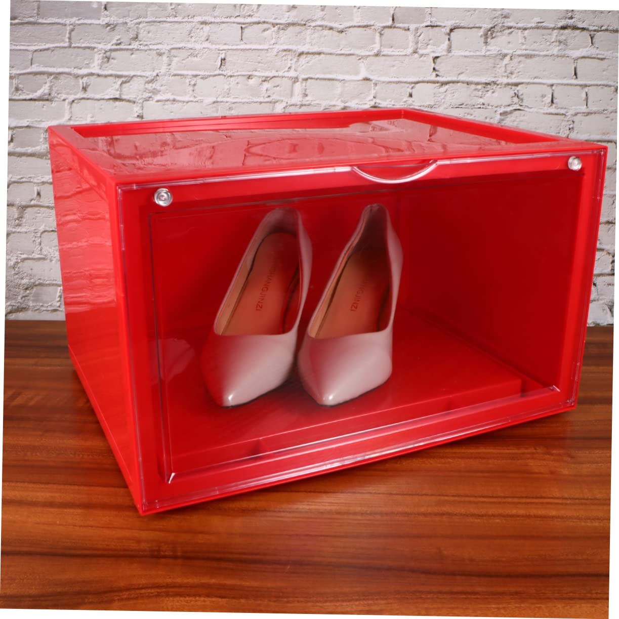 PRETYZOOM Magnetischer Schuhkasten aus Dickem Stapelbare Schuhaufbewahrungsbox mit Klappdeckel Transparent für Kleine Räume Schuhorganizer