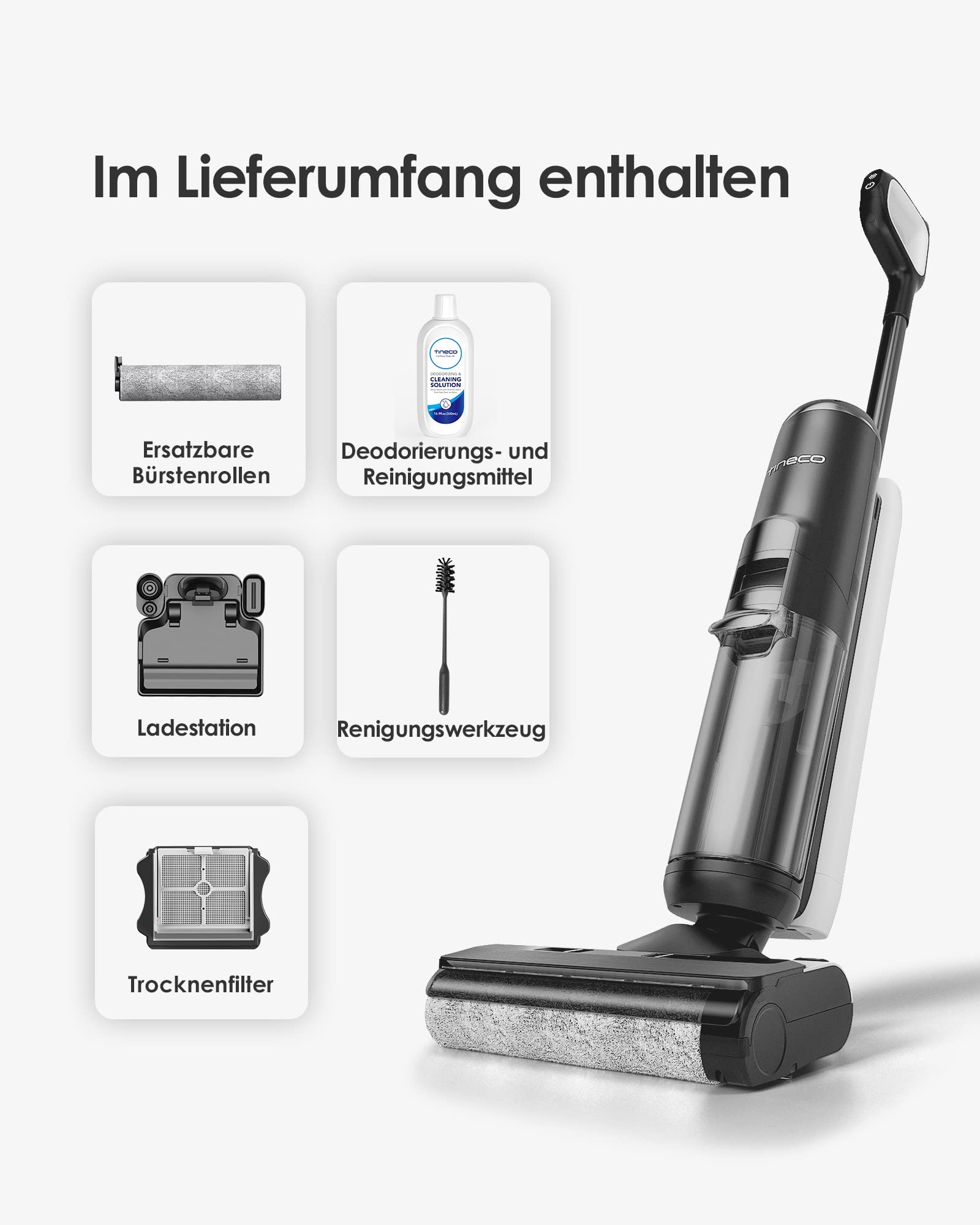 Tineco Floor One S5 Smart - Nass/Trocken-Sauger mit iLoop Technologie, kabellos, Dual-Tank, Selbstreinigung, LED-Display, für harte Böden