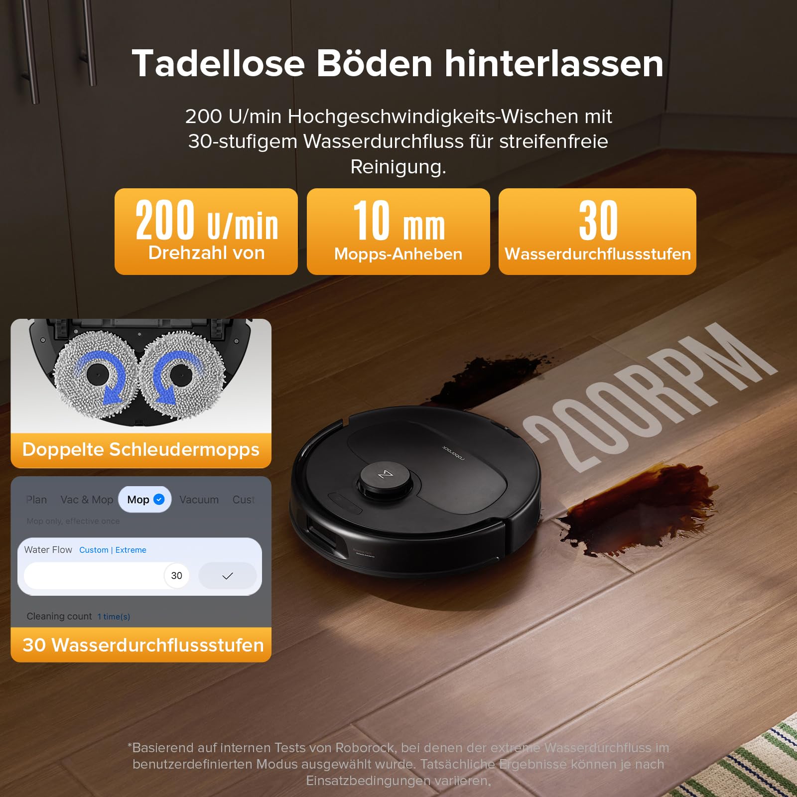 roborock QV 35S-Set - Saugroboter mit Wischfunktion, 10.000 Pa HyperForce, Anti-Tangle-Bürsten, intelligente Hindernisvermeidung (Schwarz)