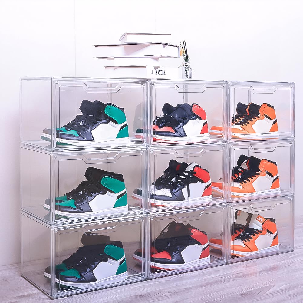 Cymwer Acryl-Sneaker-Schuhvitrine, transparenter Schuhkarton, Schuhaufbewahrungsbehälter mit Deckel, durchsichtiger Kunststoff