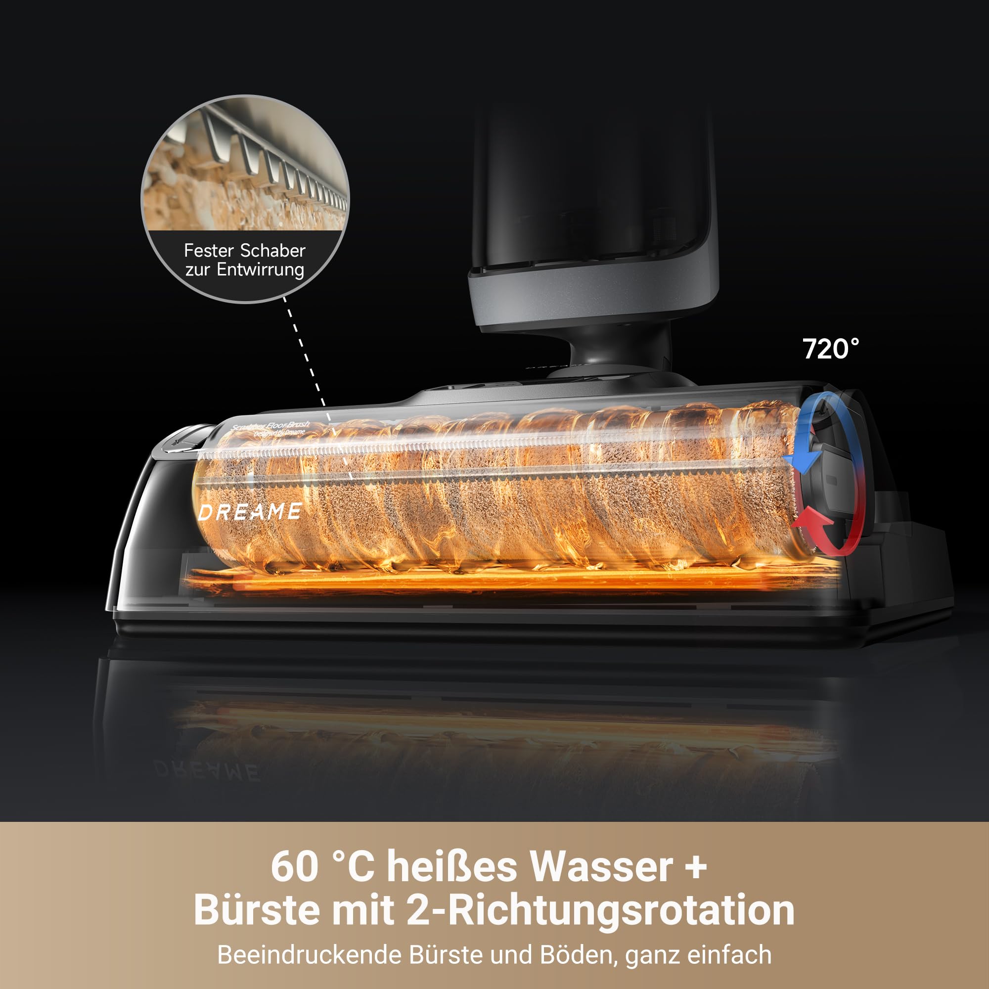 dreame H14 Pro Nass/Trockensauger - 180° Lie-Flat, 60°C Bürstenpflege, 5-min Trocknung, App-Steuerung, Doppelrotationsbürste, 18 kPa Saugkraft