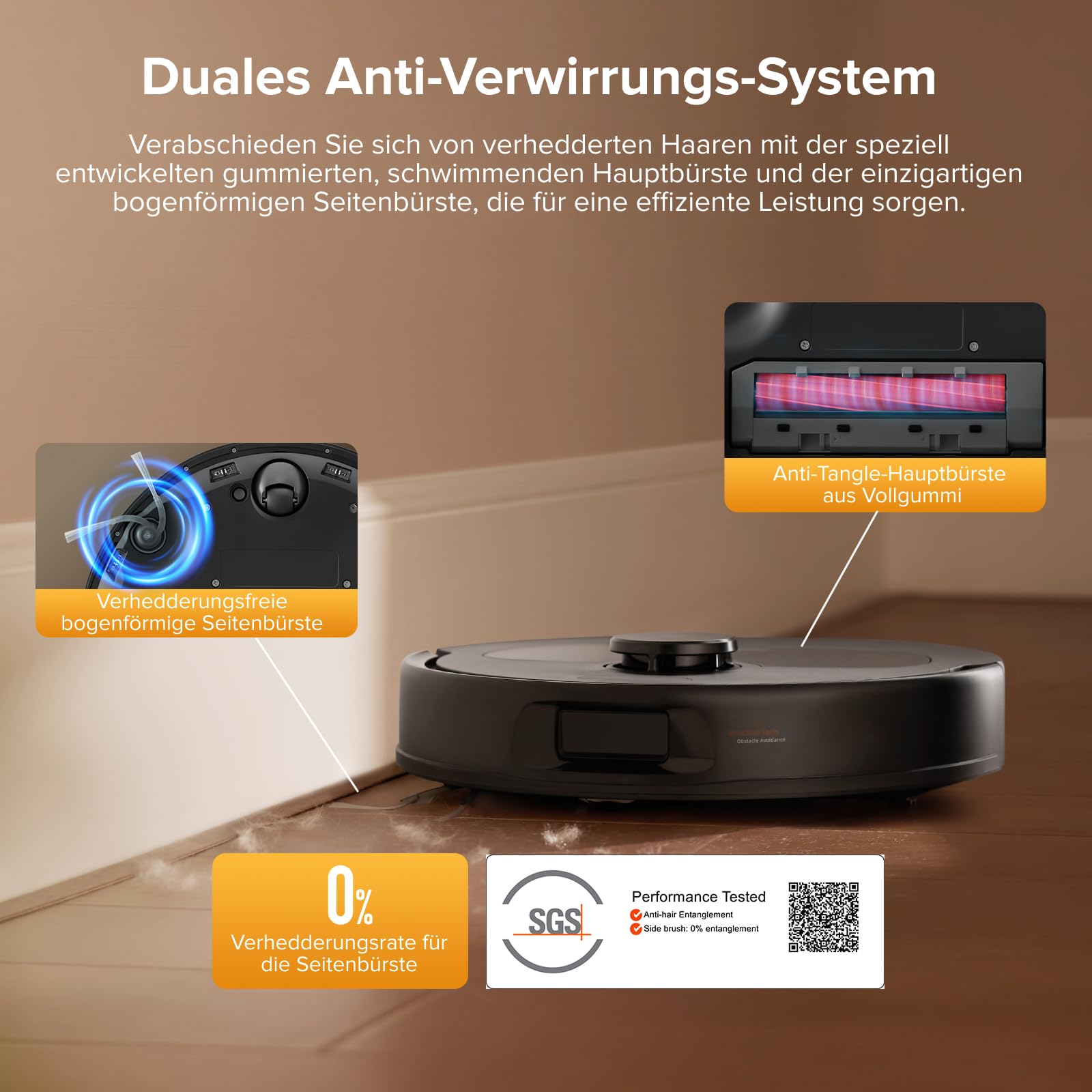 roborock QV 35S-Set - Saugroboter mit Wischfunktion, 10.000 Pa HyperForce, Anti-Tangle-Bürsten, intelligente Hindernisvermeidung (Schwarz)