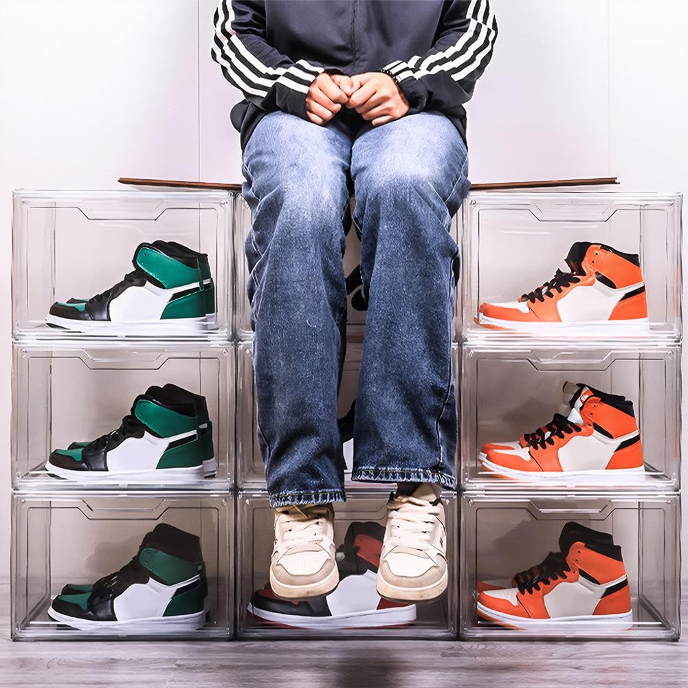 Cymwer Acryl-Sneaker-Schuhvitrine, transparenter Schuhkarton, Schuhaufbewahrungsbehälter mit Deckel, durchsichtiger Kunststoff