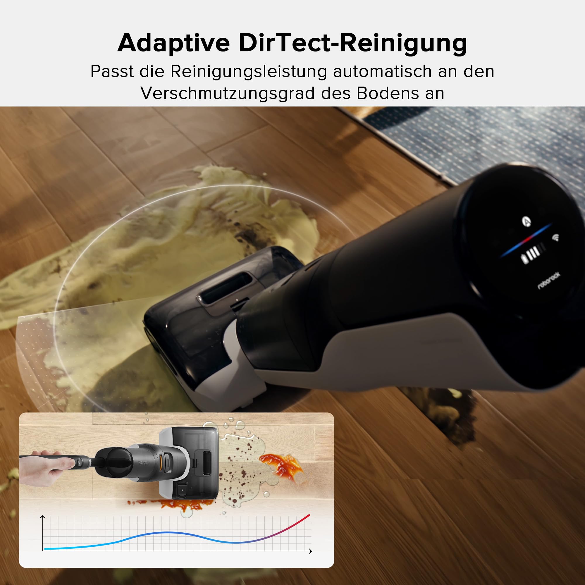 roborock F25 - Nass/Trocken-Staubsauger kabellos, 20.000 Pa, 90°C Heißluft-Trocknung, Heißwasser-Selbstreinigung, kein Verheddern, 180° absenkbar