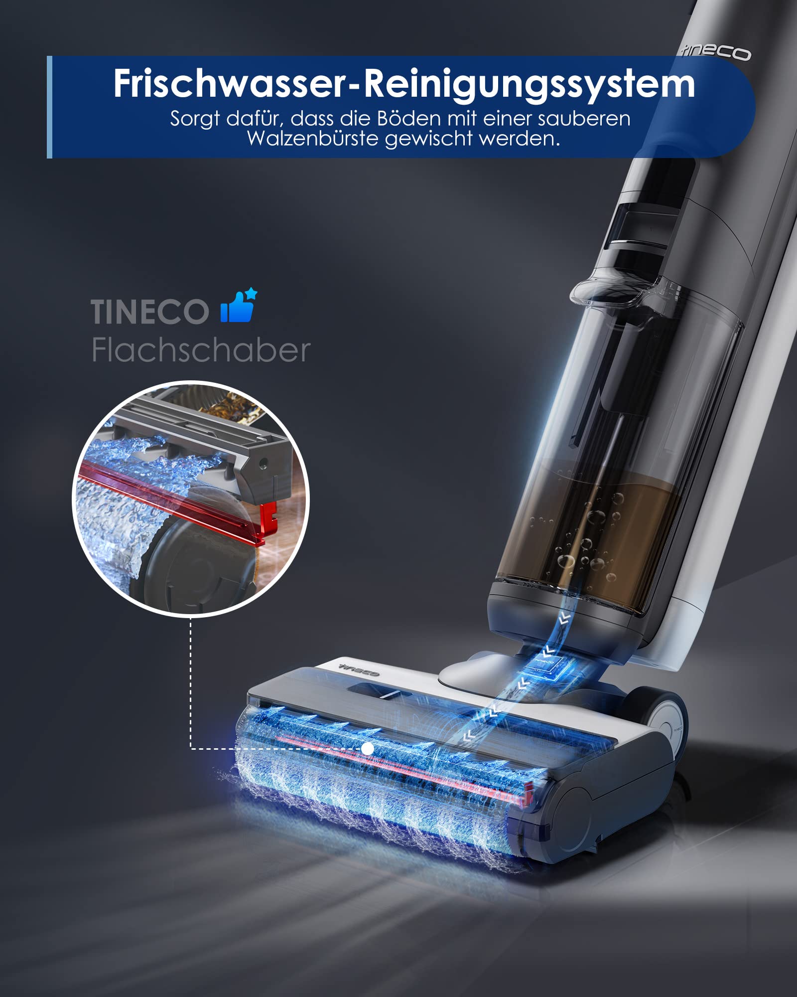 Tineco Floor One S5 Smart - Nass/Trocken-Sauger mit iLoop Technologie, kabellos, Dual-Tank, Selbstreinigung, LED-Display, für harte Böden