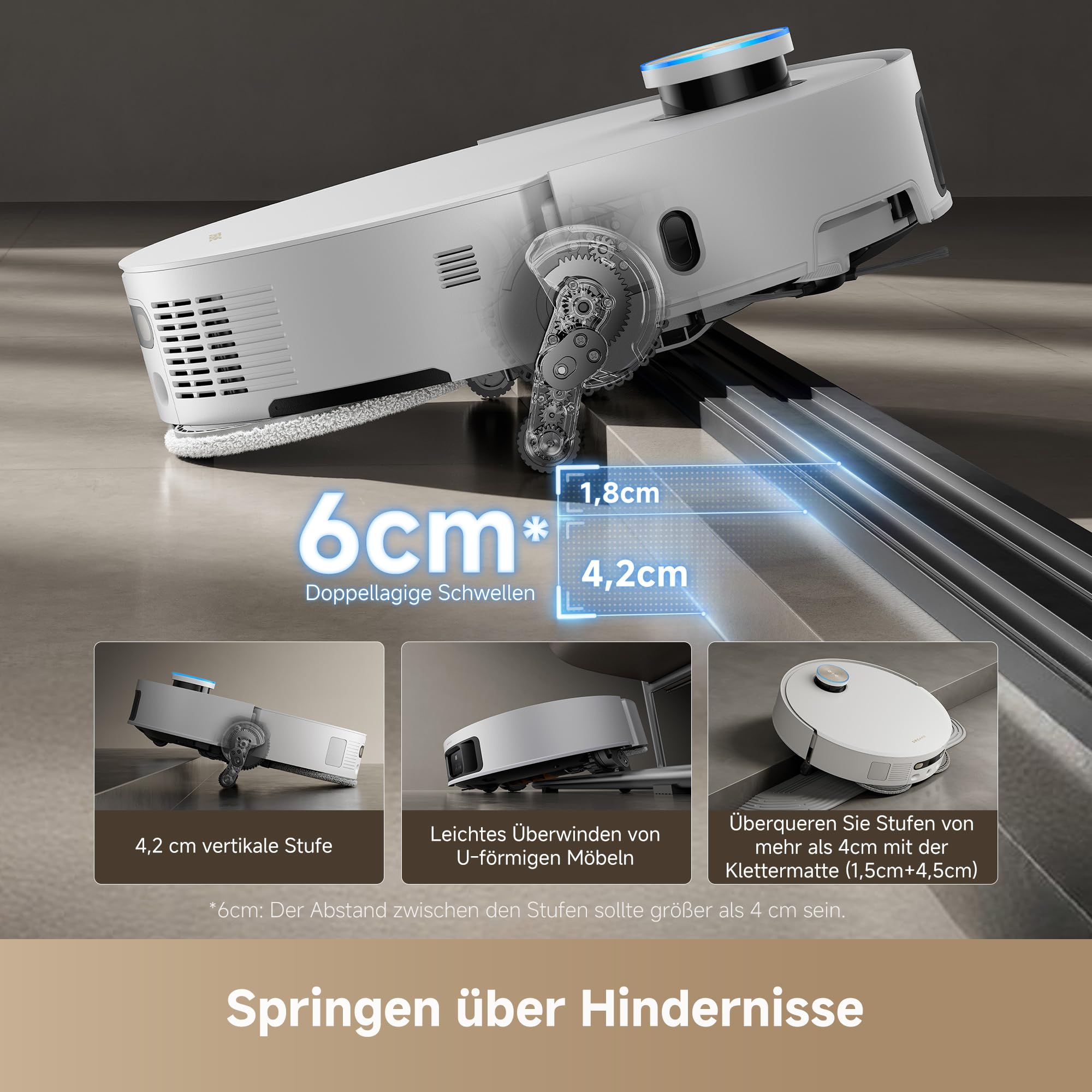 dreame X50 Ultra Complete - Saugroboter mit Wischfunktion, 20.000Pa Saugkraft, 6cm Hindernisfreiheit, KI-Hindernisvermeidung, 360° Navigation