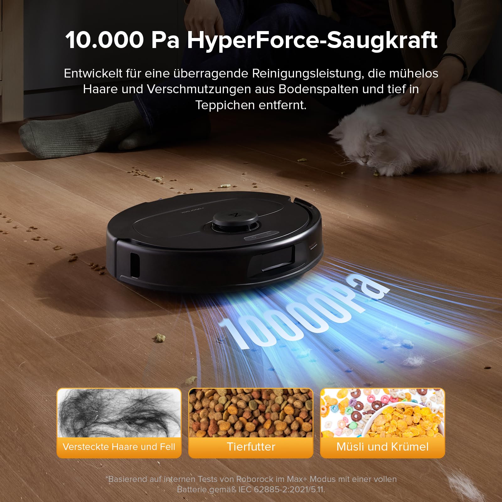 roborock QV 35S-Set - Saugroboter mit Wischfunktion, 10.000 Pa HyperForce, Anti-Tangle-Bürsten, intelligente Hindernisvermeidung (Schwarz)