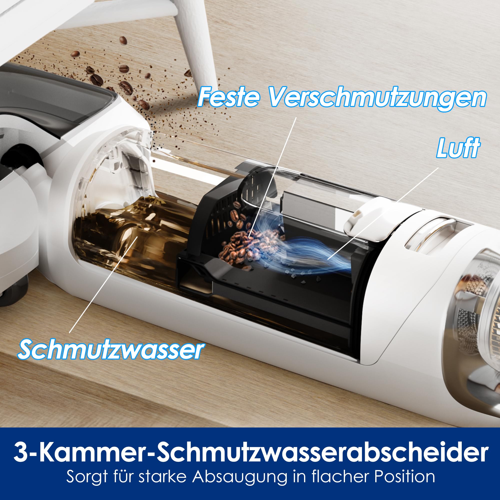 Tineco Floor One Stretch S6 - Nass/Trockensauger, 180°-Flachdesign 13cm, 70°C FlashDry Selbstreinigung, 40min Laufzeit, 3-seitige Kantenreinigung