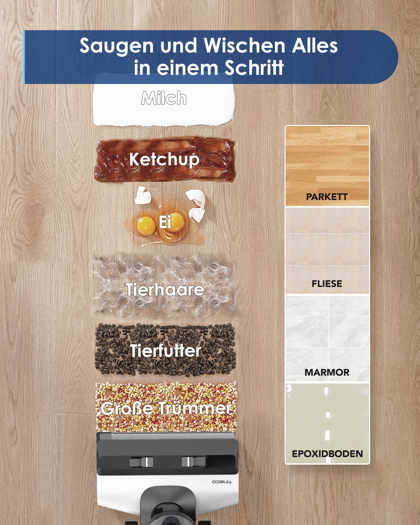 Tineco Floor One S5 Smart - Nass/Trocken-Sauger mit iLoop Technologie, kabellos, Dual-Tank, Selbstreinigung, LED-Display, für harte Böden