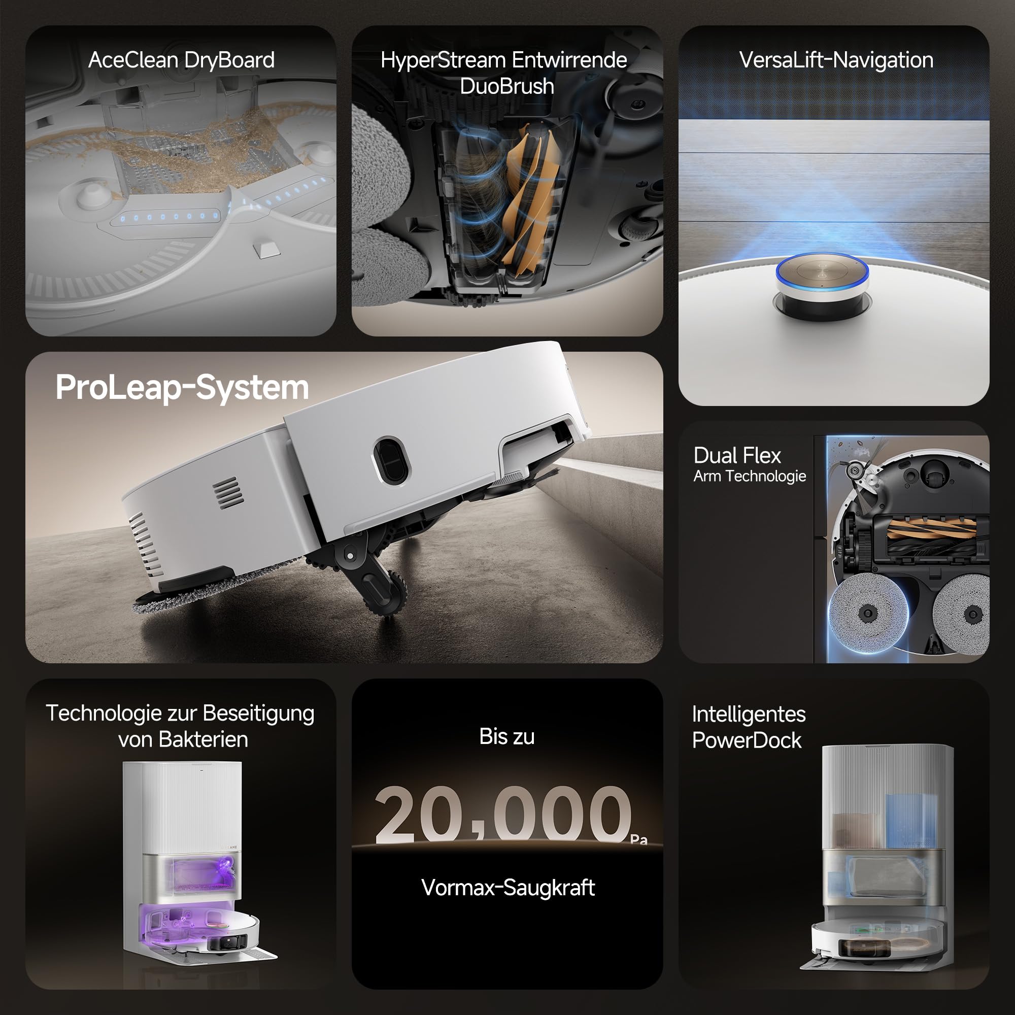 dreame X50 Ultra Complete - Saugroboter mit Wischfunktion, 20.000Pa Saugkraft, 6cm Hindernisfreiheit, KI-Hindernisvermeidung, 360° Navigation