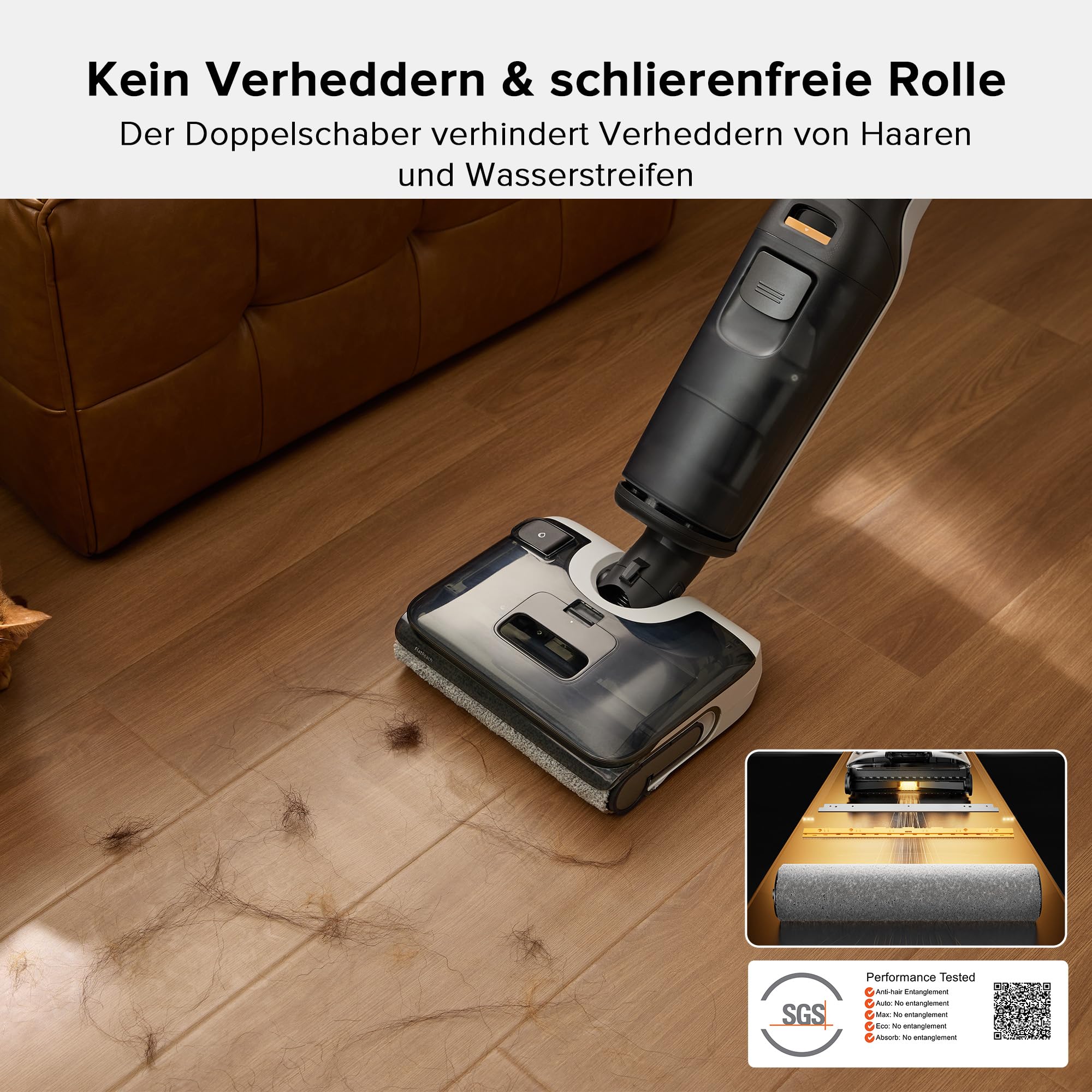 roborock F25 - Nass/Trocken-Staubsauger kabellos, 20.000 Pa, 90°C Heißluft-Trocknung, Heißwasser-Selbstreinigung, kein Verheddern, 180° absenkbar