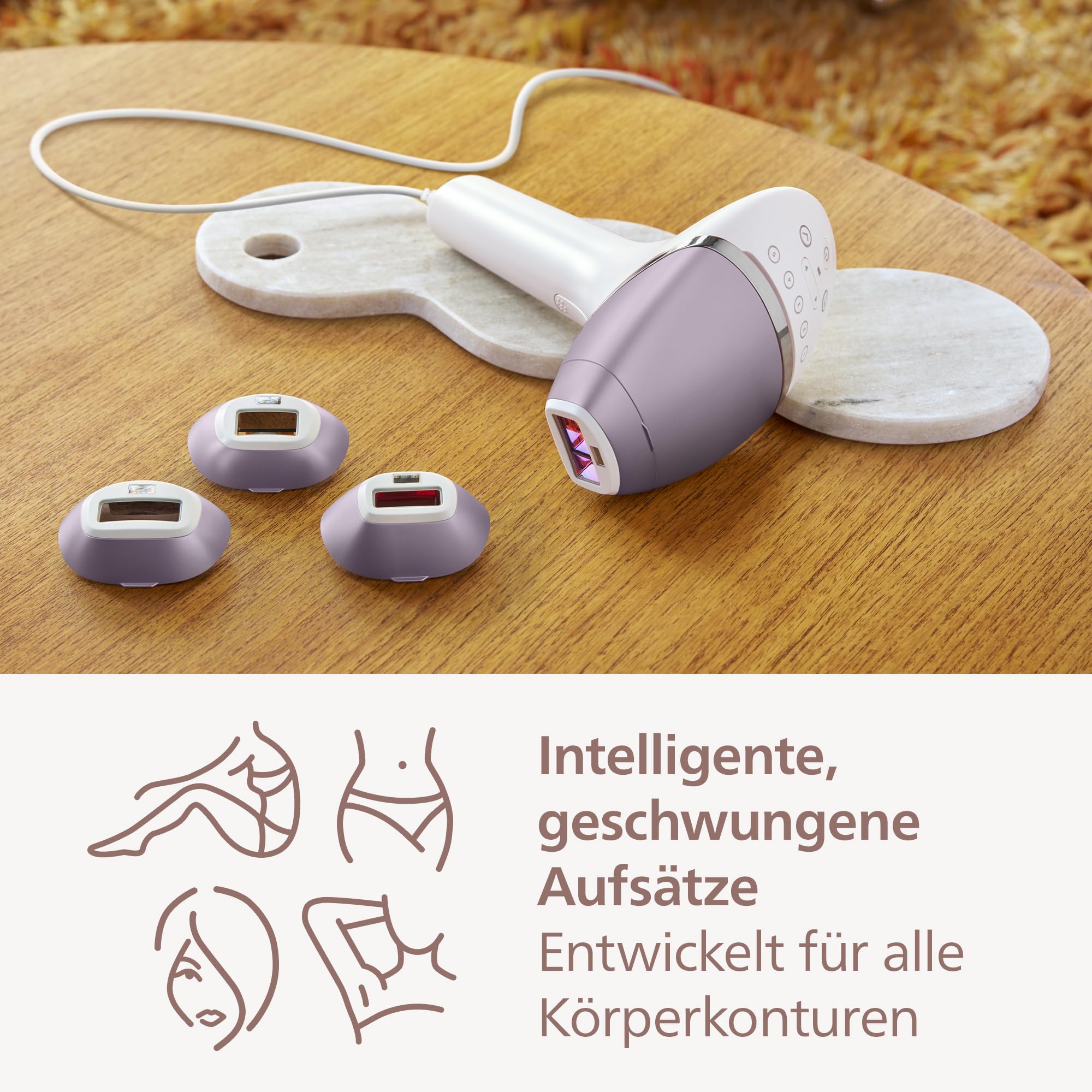 Philips Lumea IPL 8000 Haarentfernungsgerät - Laser-Alternative mit Korrekturtrimmer & 4 Aufsätzen für Körper, Gesicht, Bikinizone (BRI949/00)