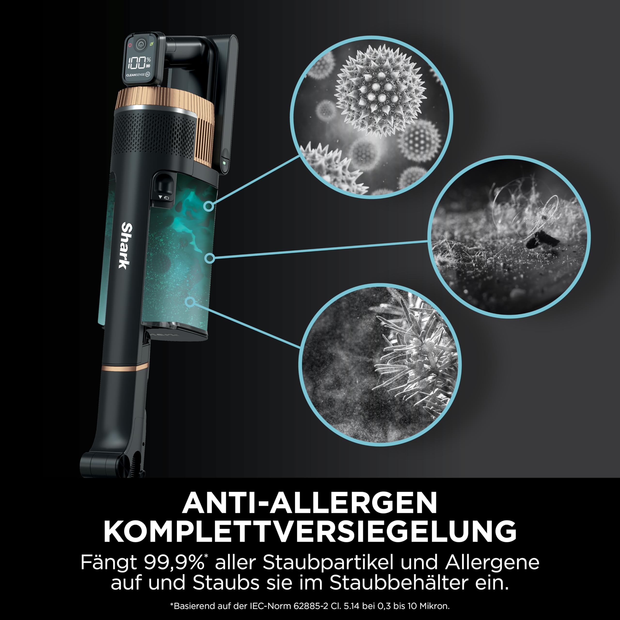Shark Stratos Akku-Staubsauger - 60 Min. Laufzeit, kabellos/beutellos, Tierhaare/Allergiker, Teppich/Hartböden, Auto-Kit, grau/roségold