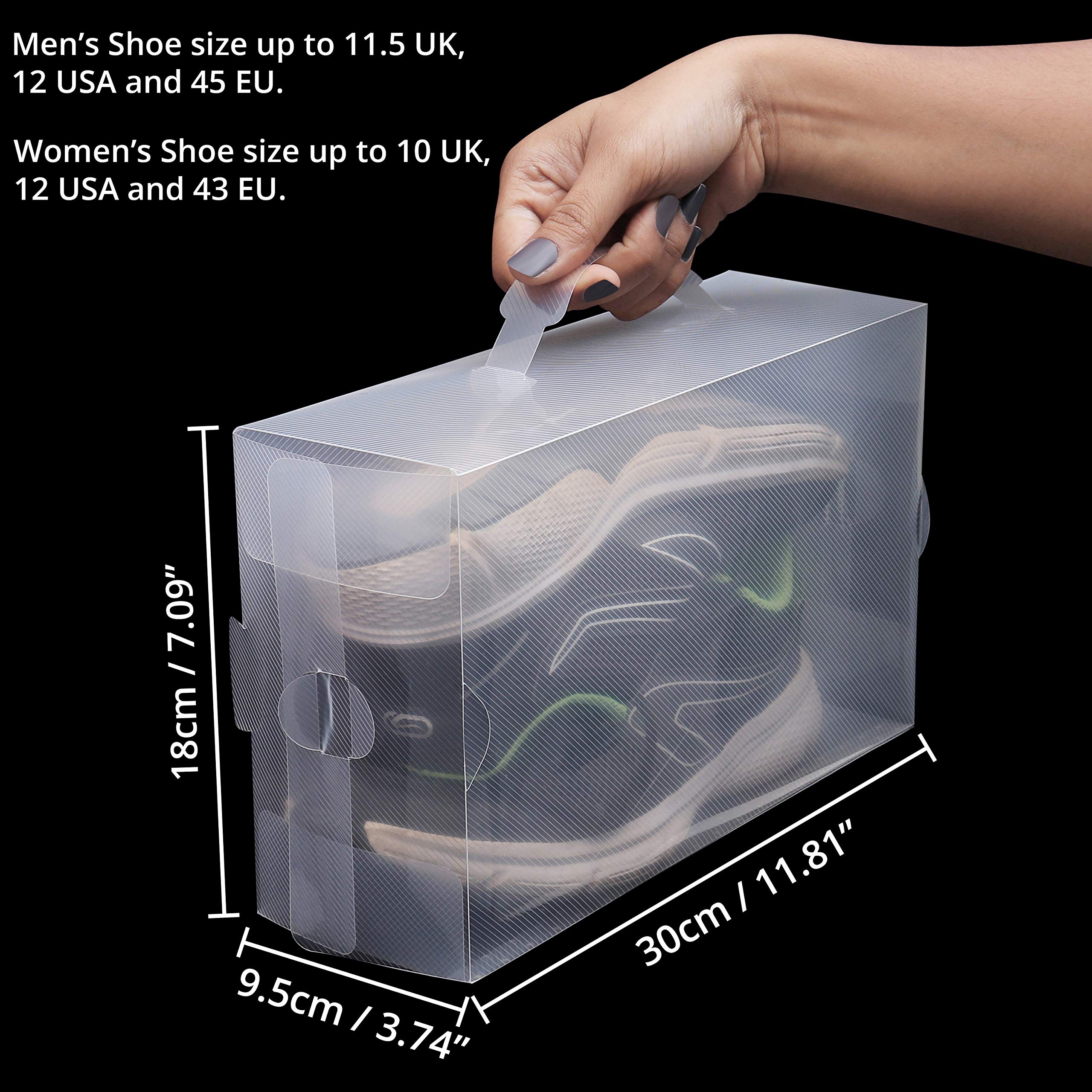 Kurtzy Schuhbox Transparent Plastik Aufbewahrungsbox Schuhe (40Stk) – Damen, Herren, Kinder Schuhboxen Stapelbar, Faltbar, Gewellt