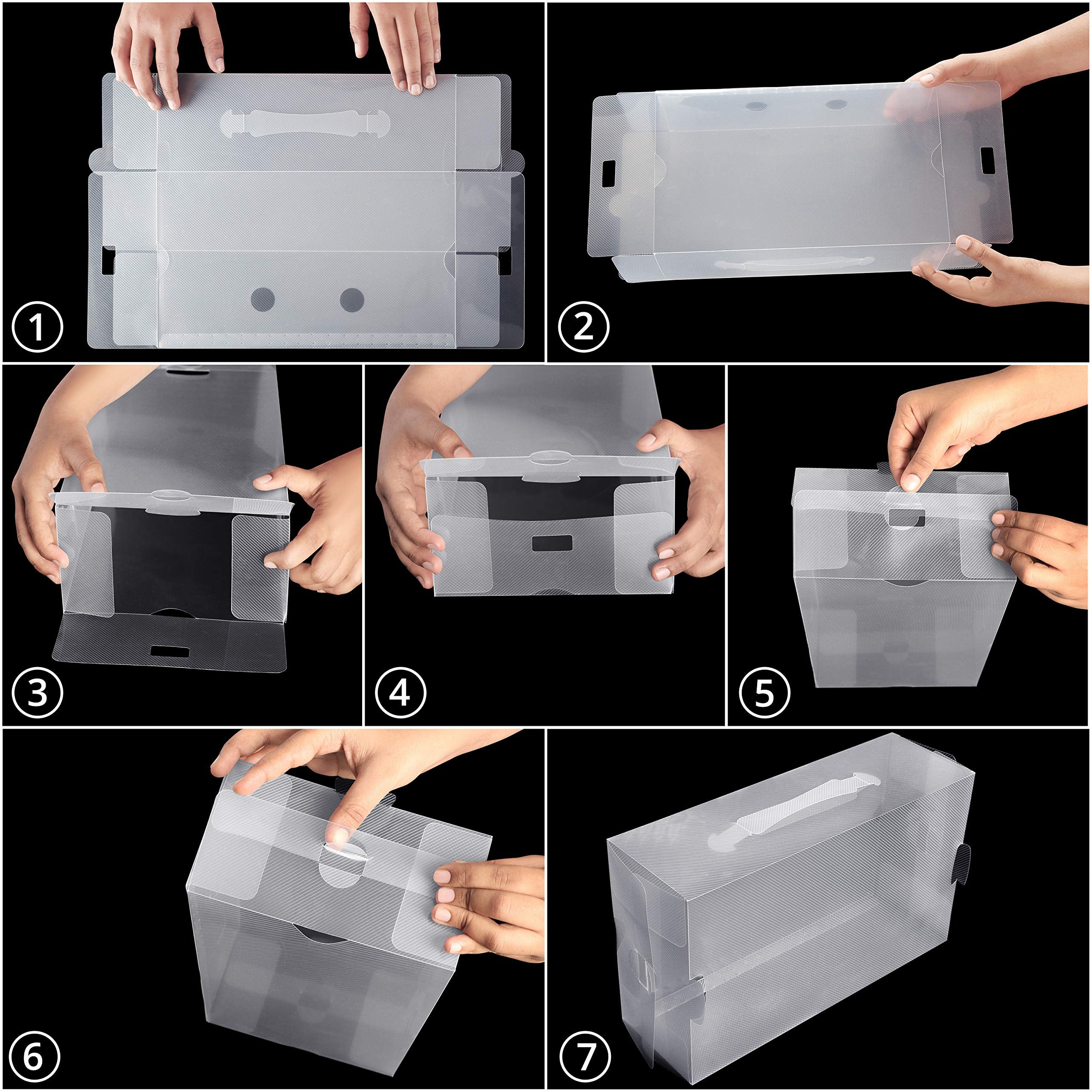 Kurtzy Schuhbox Transparent Plastik Aufbewahrungsbox Schuhe (40Stk) – Damen, Herren, Kinder Schuhboxen Stapelbar, Faltbar, Gewellt